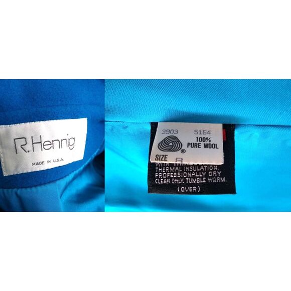 Vintage R Hennig Blue Button Up 100% Wool Pea Coat / Jacket Women's Size 8 - Picture 6 of 6